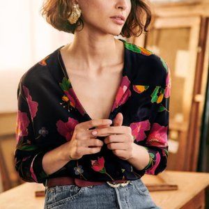 NWOT Sezane Florence Silk Shirt